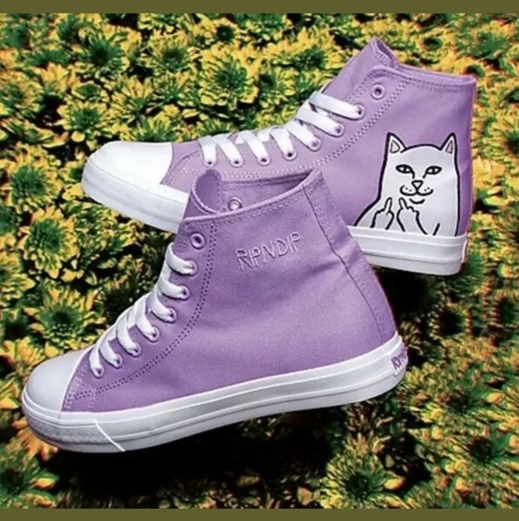 Ripndip Shoes - ⏰RIPNDIP Lord Nermal Lavender White Hi-Top Shoes